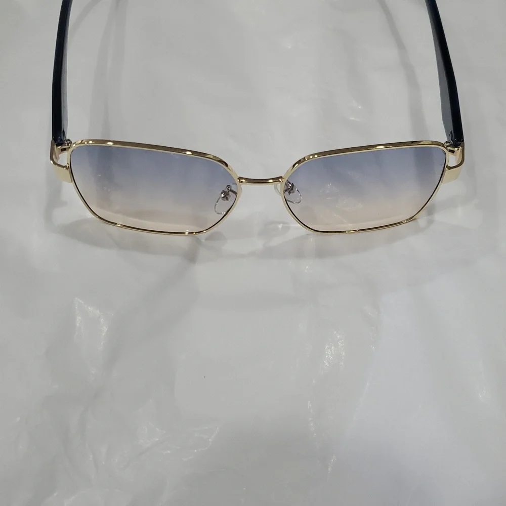 John Varvatos Square Frame Blue Gradient Lens Gold Rim Sunglasses‎ new